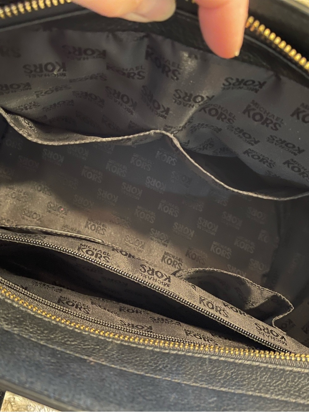 Michael Kors Black Leather Satchel with Gold Accents - Picture 5 of 14